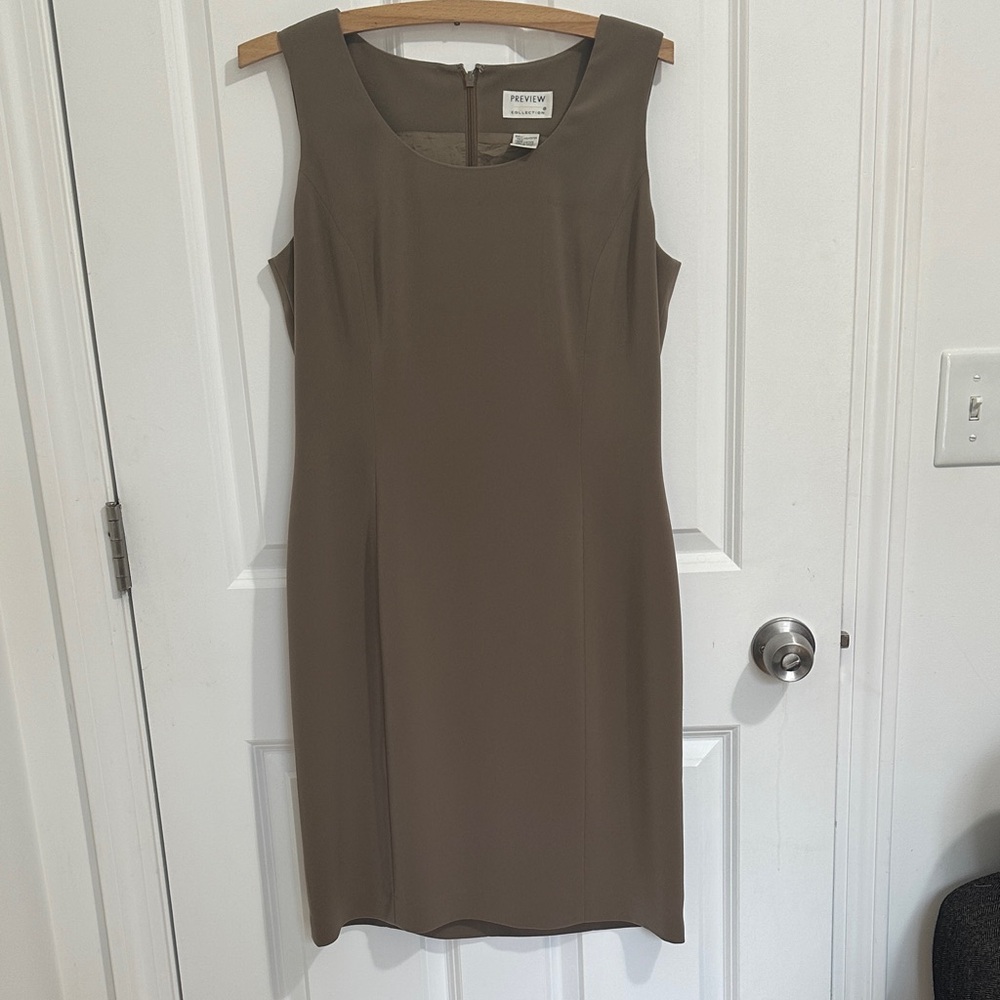Vintage Olive Brown Sleeveless Midi Dress